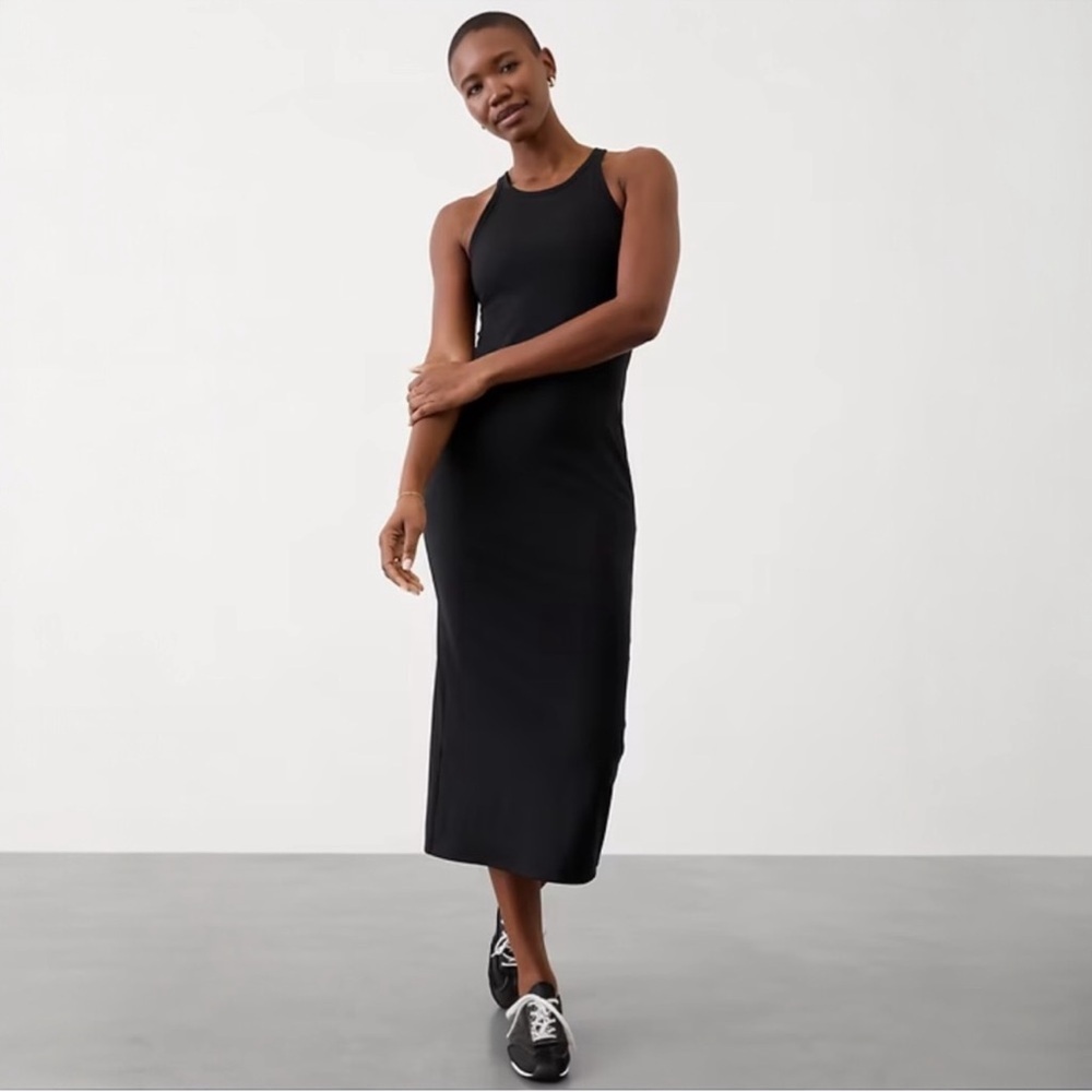 NWT! Athleta Black Signature Rib Maxi Dress